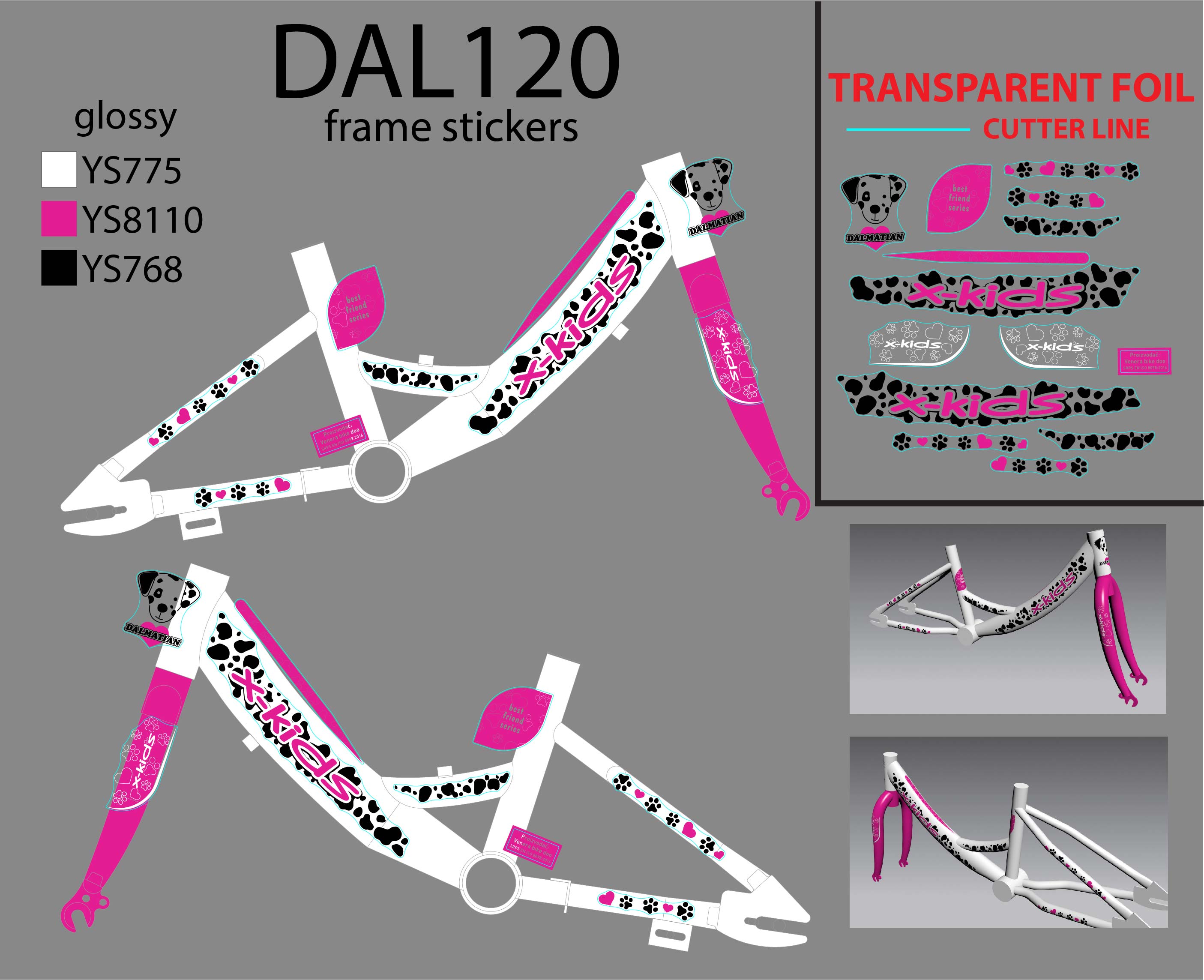DAL120 F.RAM CASSINI ZA MY DALMATIAN X-KIDS 12 ROZA BELI 2020 @@